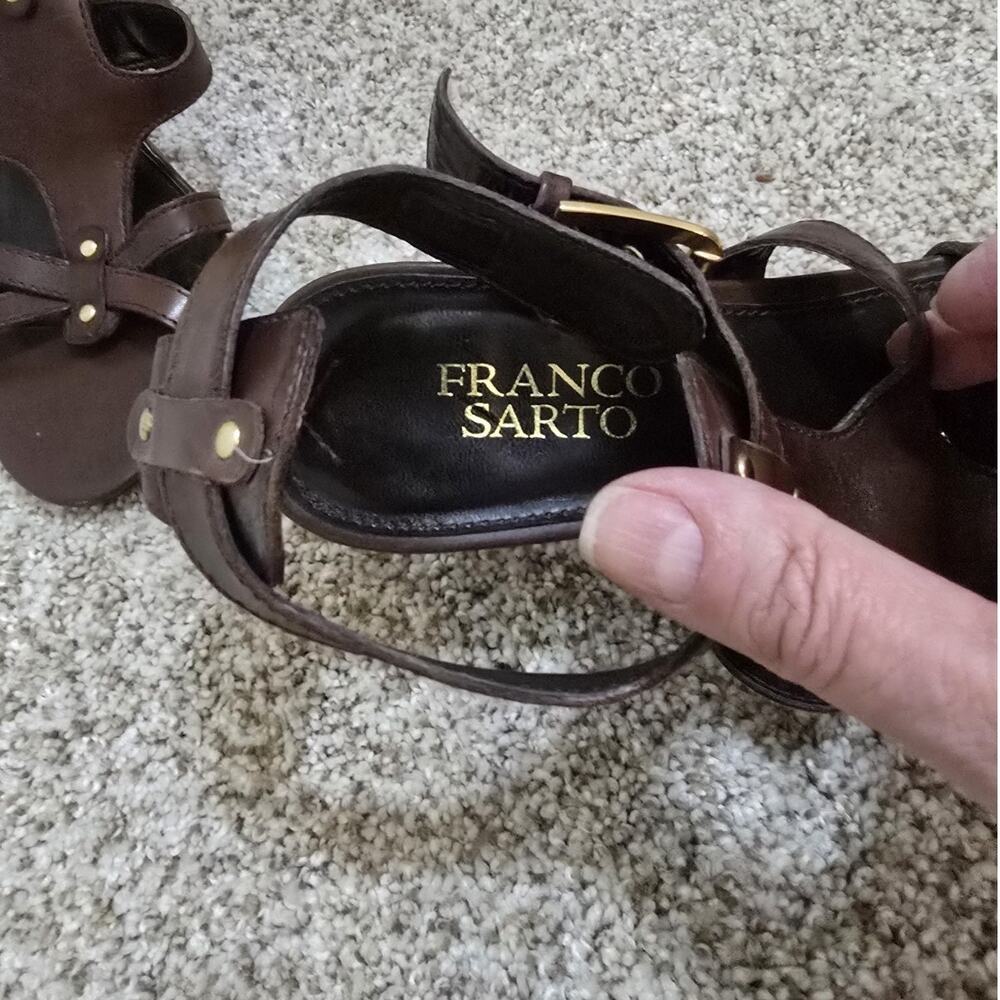 Women's Franco Sarto Leather 4-in Heel Strappy Sandal Sz 7M EUC - Picture 6 of 7